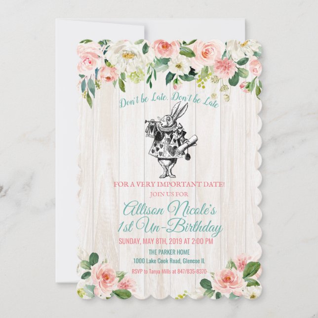 INVITATION D'ANNIVERSAIRE TOUT ÂGE - Alice au pays (Devant)