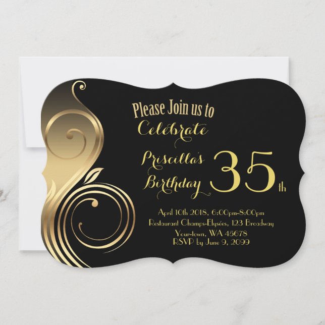 Invitation d'anniversaire, tout âge, Style Gatsby, (Devant)