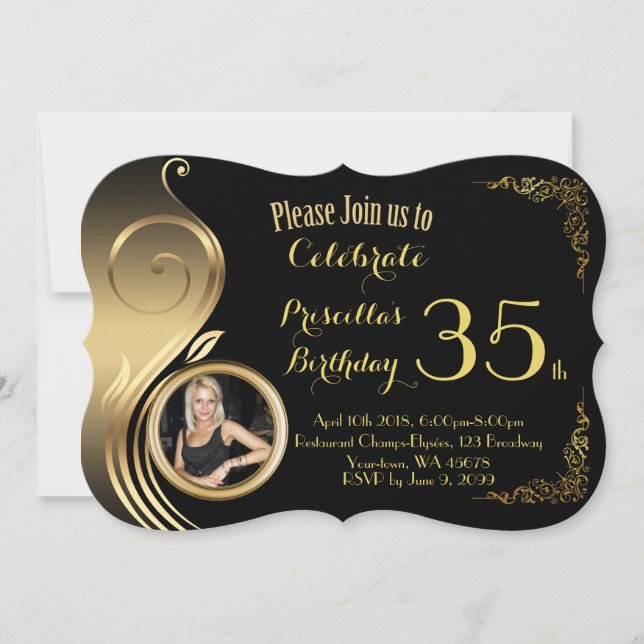 Invitation d'anniversaire, tout âge, style Gatsby (Devant)