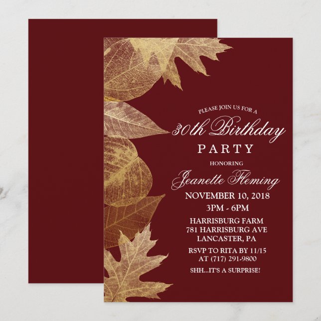 Invitation d'anniversaire TOUTES COULEURS - Feuill (Devant / Derrière)