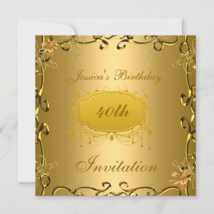 Invitation d'anniversaire toutes occasions Or