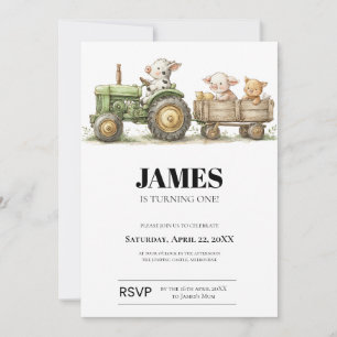 Invitation d'anniversaire Tracteur de Ferme Anim