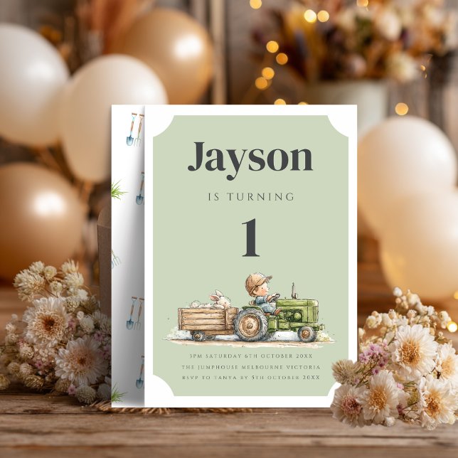 Invitation d'anniversaire tracteur de ferme | Anim (Créateur téléchargé)