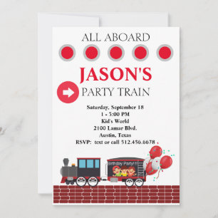 Invitation d'anniversaire Train Fête Enfants
