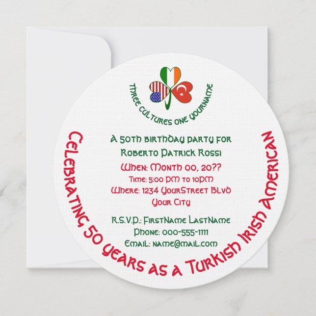Invitation d'anniversaire trèfle américano-irlanda (Devant)