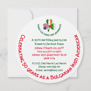 Invitation d'anniversaire trèfle bulgare irlandais