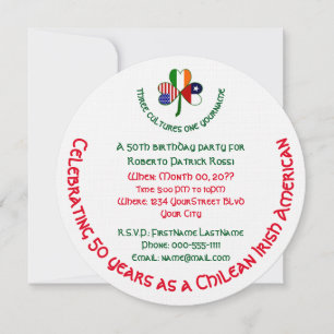 Invitation d'anniversaire trèfle irlandais chilien