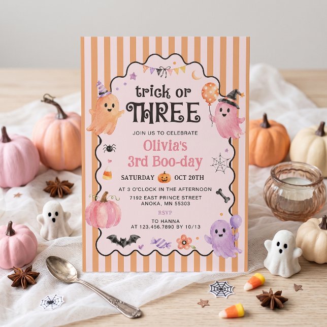 Invitation d'anniversaire trois 3ème avec un fantô (Créateur téléchargé)