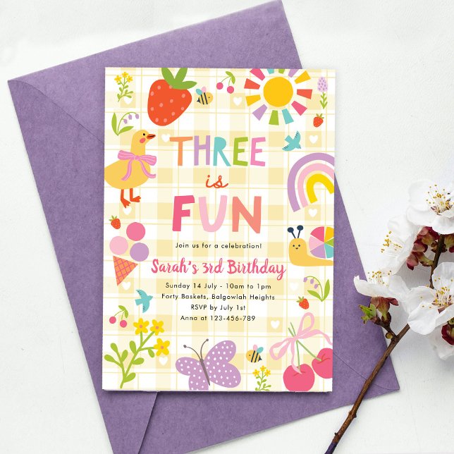 Invitation d'anniversaire Trois ans c'est Amusant, (Créateur téléchargé)