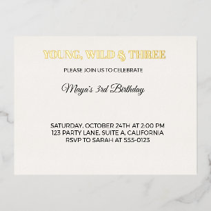 Invitation d'anniversaire trois ans Young Wild et