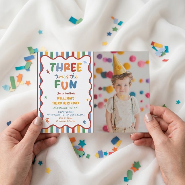 Invitation d'anniversaire trois fois plus amusante (Créateur téléchargé)