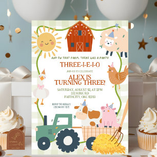 Invitation d'anniversaire Trois-I-E-I-O de mignons