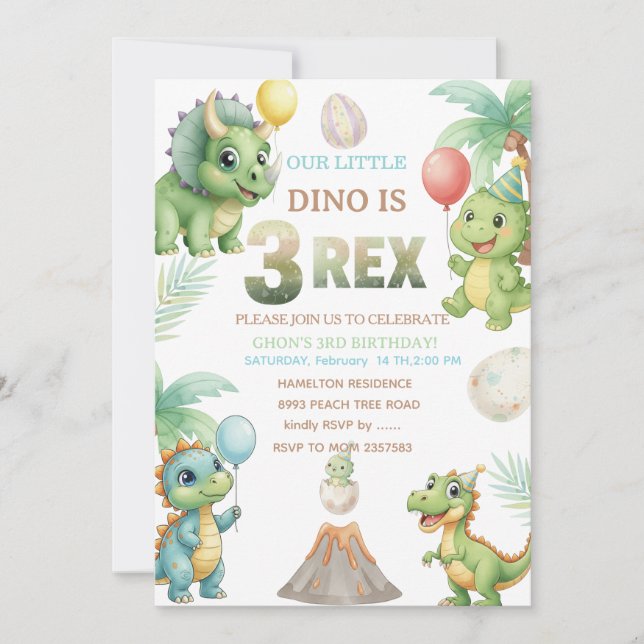 Invitation d'anniversaire Trois-Rex avec Invitatio (Devant)