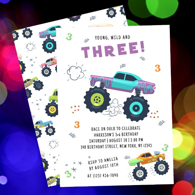 Invitation d'anniversaire Troisième Monster Truck  (Créateur téléchargé)