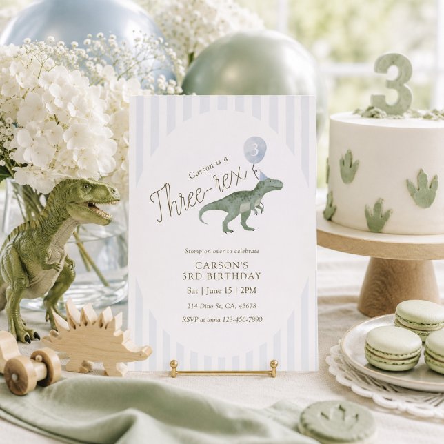 Invitation d'anniversaire Troisième Rex Dinosaure (Créateur téléchargé)