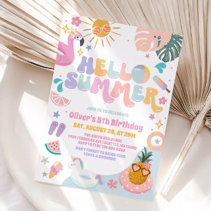 Invitation d'anniversaire tropical Hello Summer