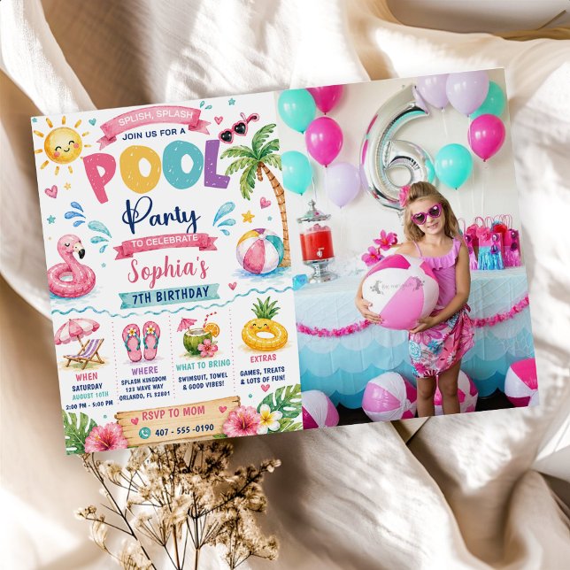 Invitation d'anniversaire Tropical Splish Splash P (Créateur téléchargé)