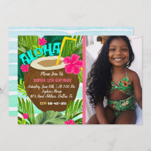 Invitation d'anniversaire tropicale Aloha