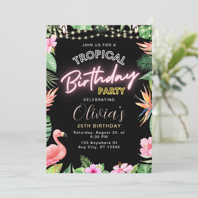 Invitation d'anniversaire tropicale, Anniversaire  (Debout devant)