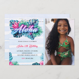 Invitation d'anniversaire tropicale Neon Aloha