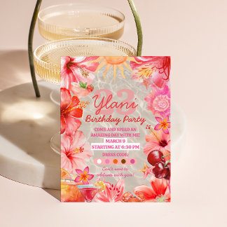 Invitation d'anniversaire tropicale Piscine ensole