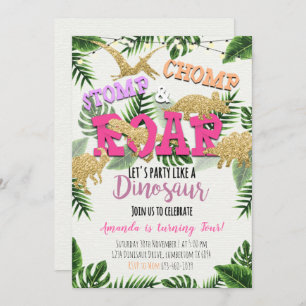 Invitation d'anniversaire tropicale pour Dinosaure