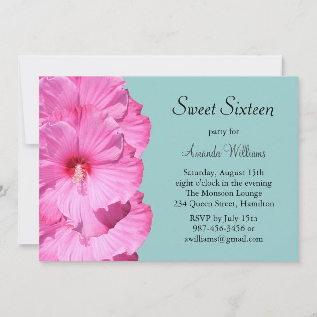 Invitation d'anniversaire tropicale (turquoise) (Devant)