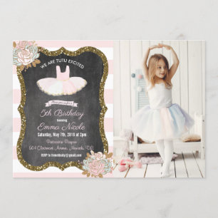 Invitation d'anniversaire Tutu Ballerina pour tout