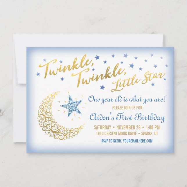 Invitation d'anniversaire Twinkle Twinkle Little S (Devant)