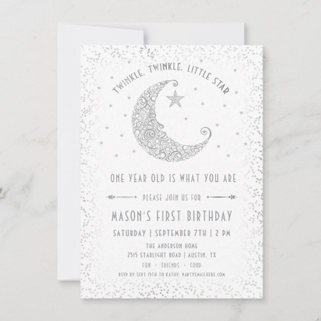 Invitation d'anniversaire Twinkle Twinkle Little S (Devant)