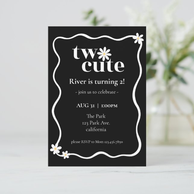 Invitation d'anniversaire Two Cute Daisy (Debout devant)