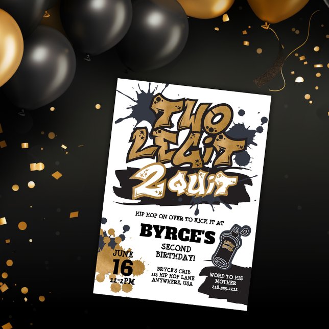 Invitation d'anniversaire "Two Legit to Quit" (Créateur téléchargé)