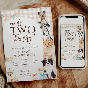 Invitation d'anniversaire TWO Pawty pour chiots