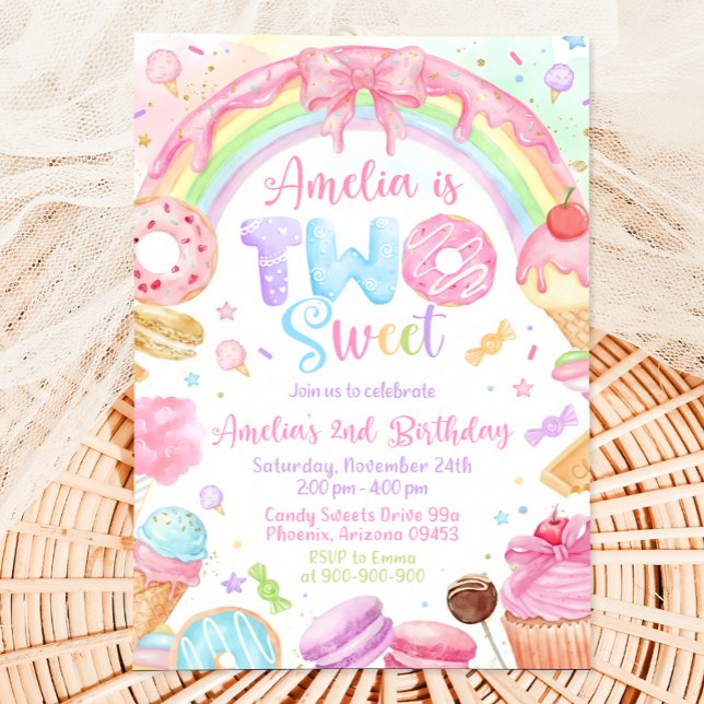Invitation d'anniversaire Two Sweet, Invitation 2è (Créateur téléchargé)