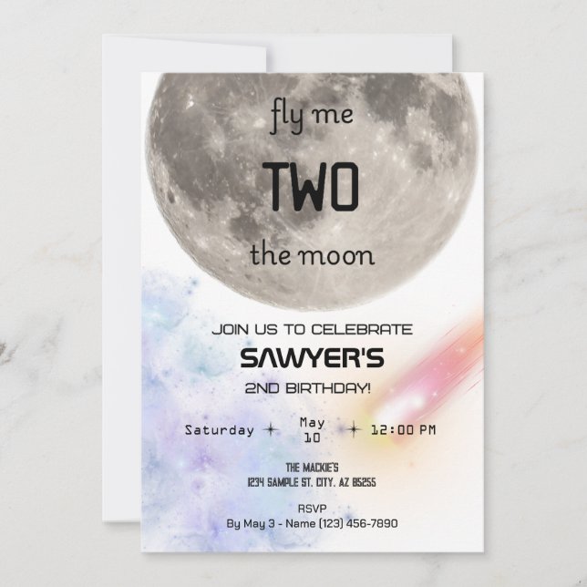 Invitation d'anniversaire Two The Moon (Devant)