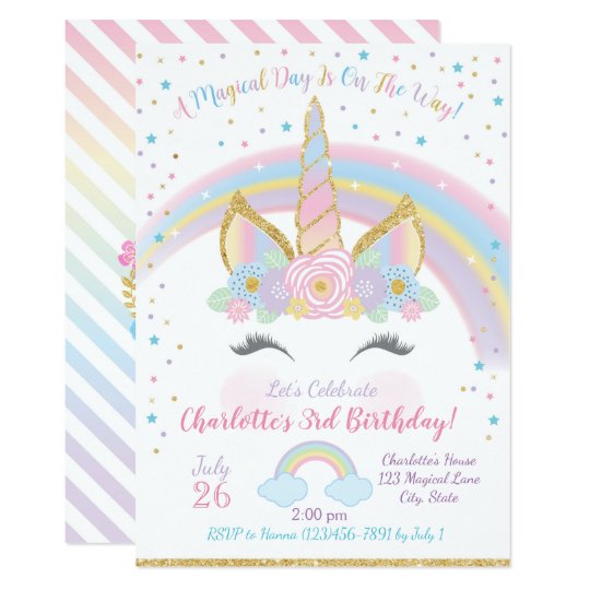 Invitation D Anniversaire Typee Licorne Zazzle Fr