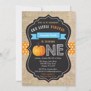 Invitation d'anniversaire un an avec citrouille ga
