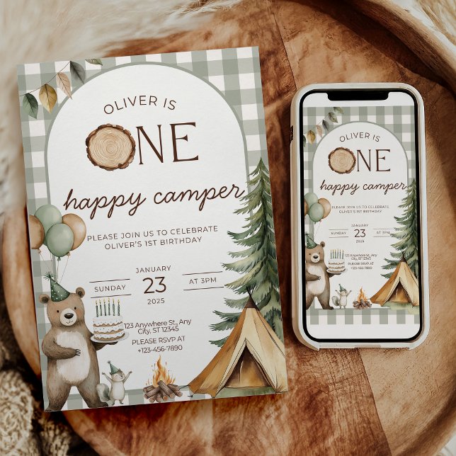 Invitation d'anniversaire Un Joyeux Campeur Campin (Créateur téléchargé)