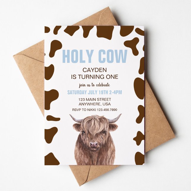 Invitation d'anniversaire une vache sainte une car (Créateur téléchargé)