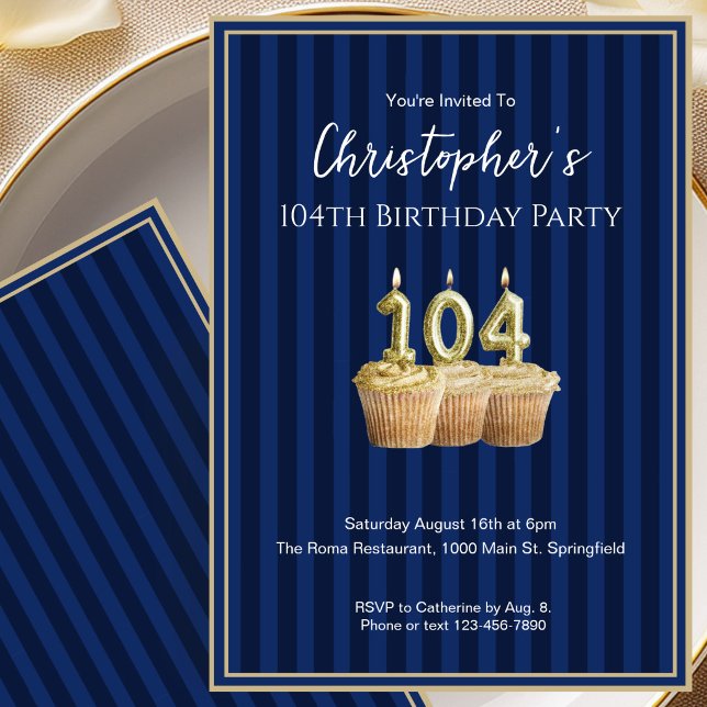Invitation d'anniversaire unique bleu or pour ses  (Créateur téléchargé)