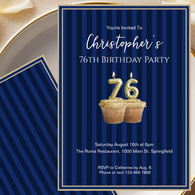 Invitation d'anniversaire unique bleu or pour ses  (Créateur téléchargé)