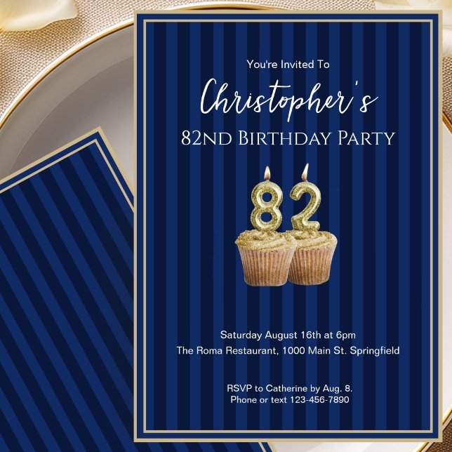 Invitation d'anniversaire unique bleu or pour ses  (Créateur téléchargé)