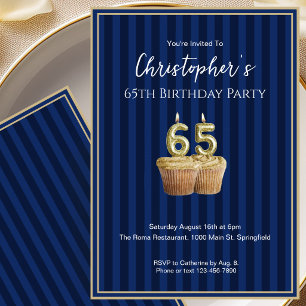 Invitation d'anniversaire unique bleu or pour ses