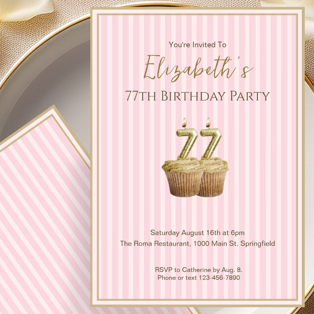 Invitation d'anniversaire unique rose or pour ses  (Créateur téléchargé)