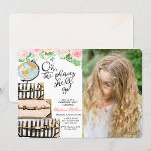 Invitation d'anniversaire valise de voyage TOUT ÂG