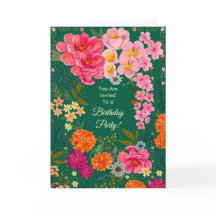Invitation d'anniversaire Vibrante Garden Peony &