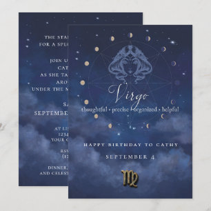 Invitation d'anniversaire Vierge Zodiaque