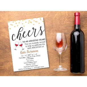 Invitation d'anniversaire vin Cheers - Tous âges