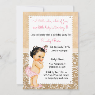 Invitation d'anniversaire Vintage Baby Burlap