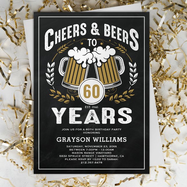 Invitation d'anniversaire Vintage Cheers & Beers (Créateur téléchargé)
